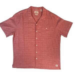 Weatherproof Vintage Red Linen Camp Shirt Men Sz XL Beach To Brunch